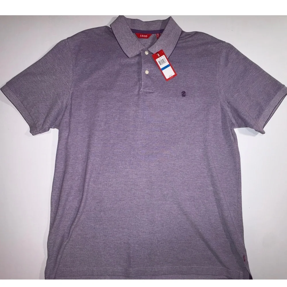IZOD Mens Polo Shirt Purple Heathered Texture Classic Fit XL - Picture 3 of 7